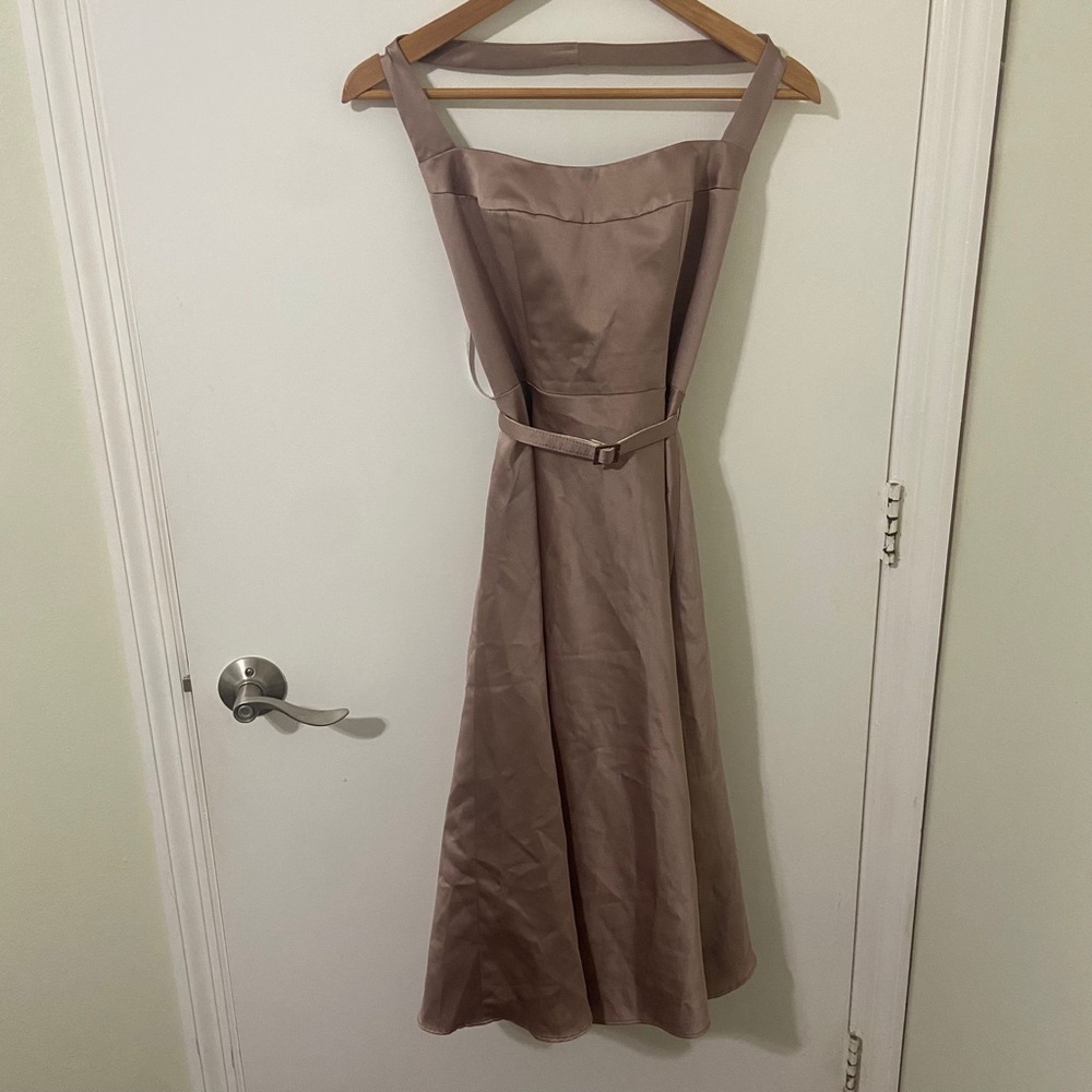 Laundry | Women’s Rose Gold Elegant  Halter Midi Dress with Belt | Size 6